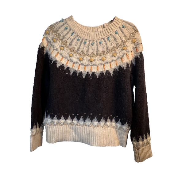 Anthropologie Sweaters - Anthropologie Sleeping on Snow Fair Isle Sparkle Pullover Sweater Size S